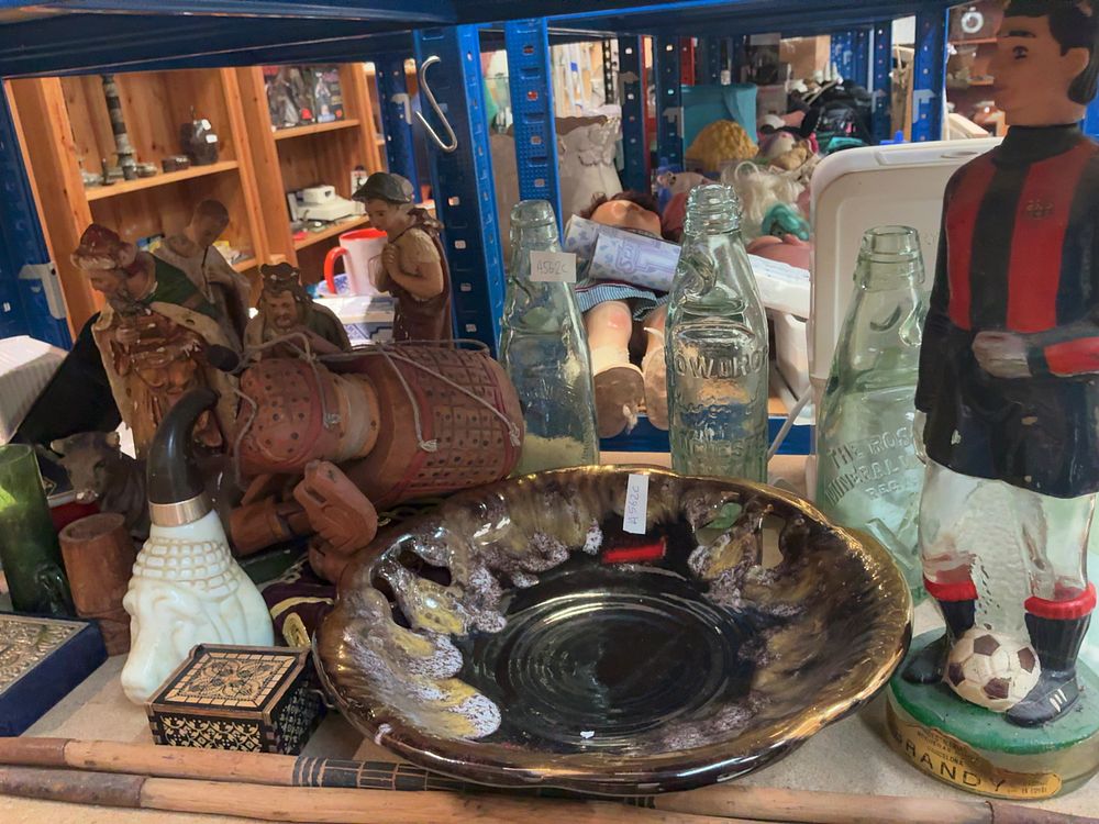 Lot 216: A Collection of Decorative Ceramics Glassware and Antiques Including Royal Worcester and Codd-neck Bottles