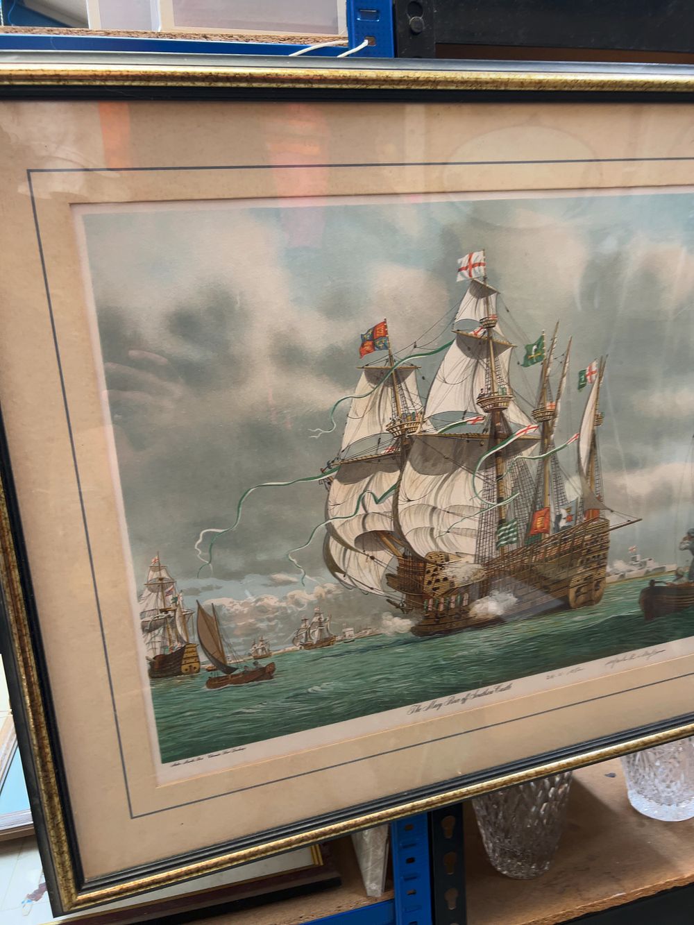 Lot 244: A Framed Mark R Myers Limited Edition Colour Print The Mary Rose off Southsea Castle