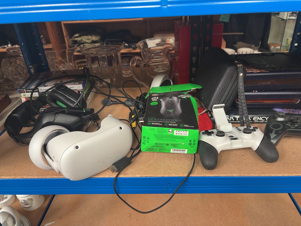 Lot 288: A Collection of Gaming Electronics and Media Including a Meta Quest 2 and Razer DeathAdder V2