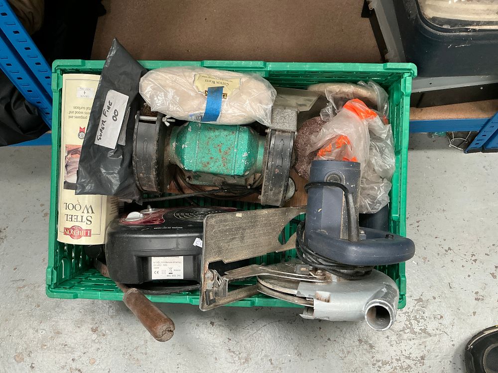 Lot 301: A Collection of Workshop Power Tools and Finishing Consumables Including B&Q and Liberon Examples