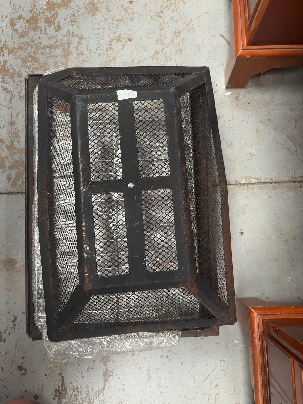 Lot 351: A Contemporary Style Rectangular Painted Metal Fire Pit Spark Guard and Portable Grill