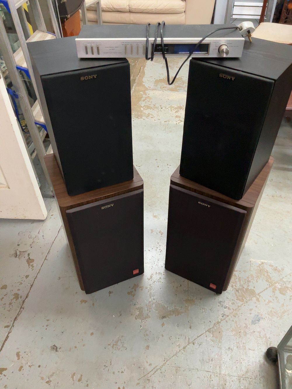 Lot 354: A Group of Sony and Pioneer Audio Equipment Including APM Series Speakers and a Digital Timer