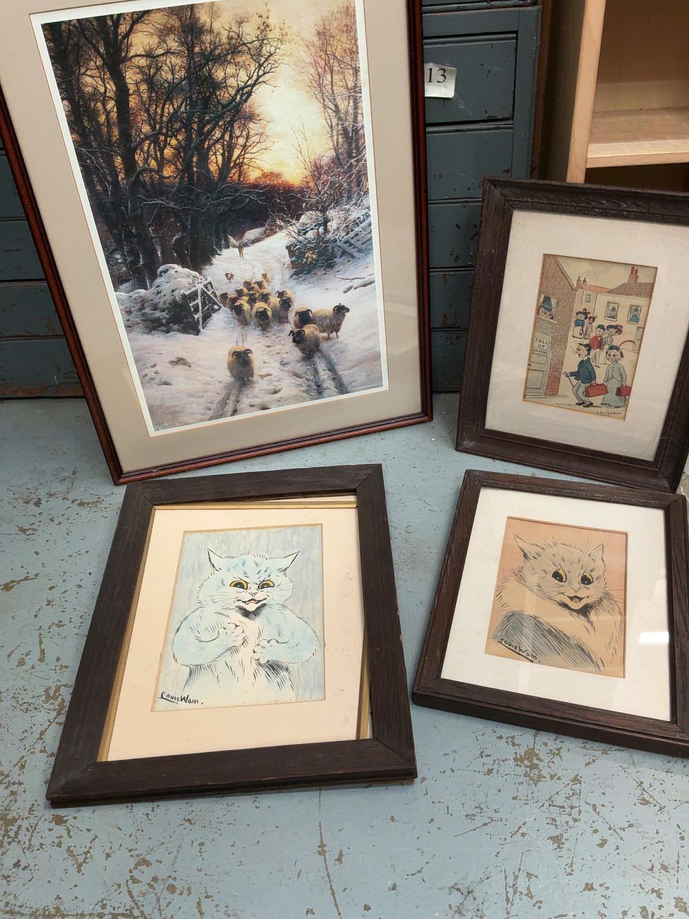 Lot 422: A Collection of Four Framed Colour Prints Including Louis Wain and Joseph Farquharson