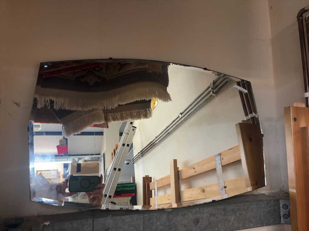 Lot 508: An Art Deco Style Frameless Bevelled Glass Wall Mirror