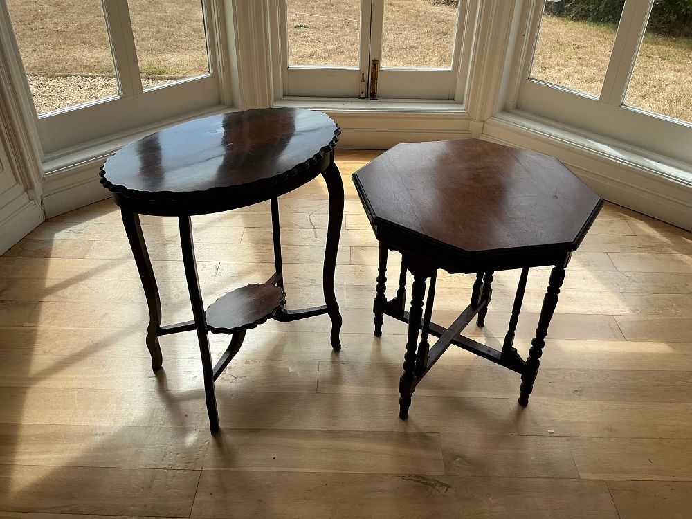 Lot 518: Two Victorian and Edwardian Style Mahogany and Dark Stained Wood Occasional Tables