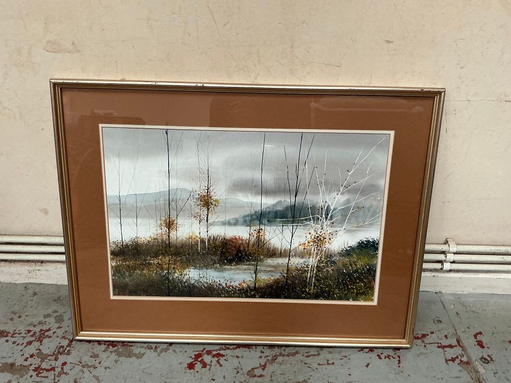 Lot 528: A Contemporary Watercolour and Gouache Landscape Painting by Rex James Titled Silver Birches at Burrator