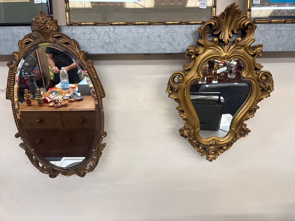Lot 532: Two Neoclassical and Rococo Style Giltwood and Gesso Wall Mirrors
