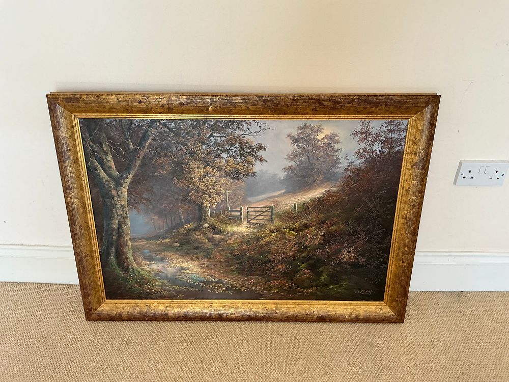 Lot 544: A Noel Ripley Autumnal Woodland Landscape Oil on Canvas in Gilt Frame