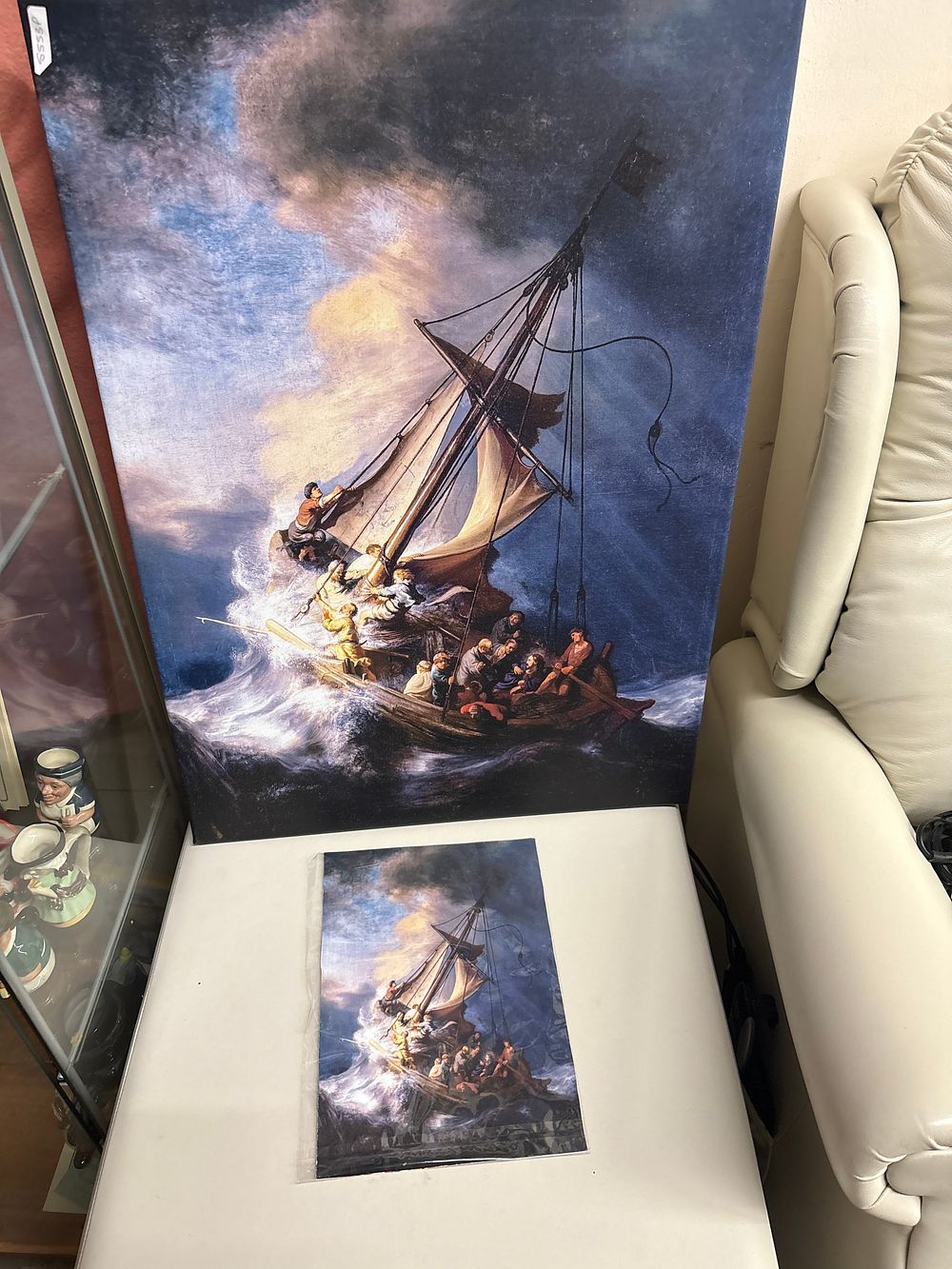 Lot 554: A Pair of Two Digital Print Canvas and Paper Reproductions of Rembrandt 'The Storm on the Sea of Galilee'
