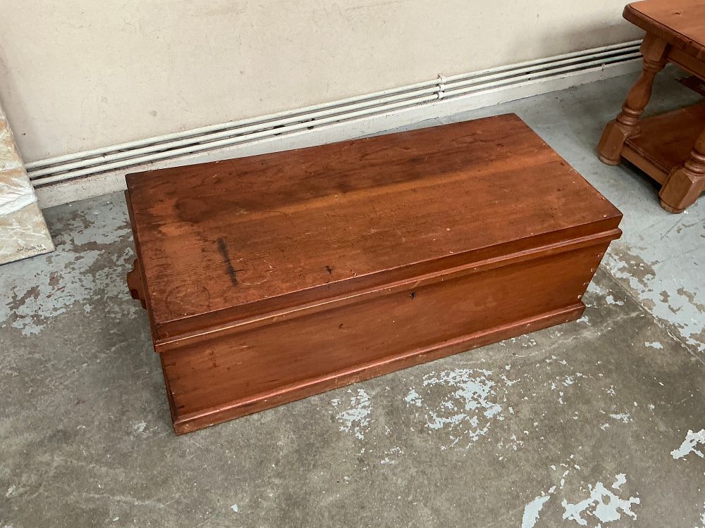Lot 478: An Empty Second World War style Wooden Naval Transport Chest with Metal Lining