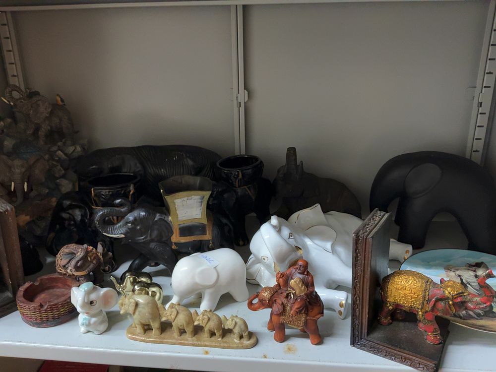 Lot 8: A Collection of Decorative Elephant Figurines in Various Materials including The Kensington Collection Examples