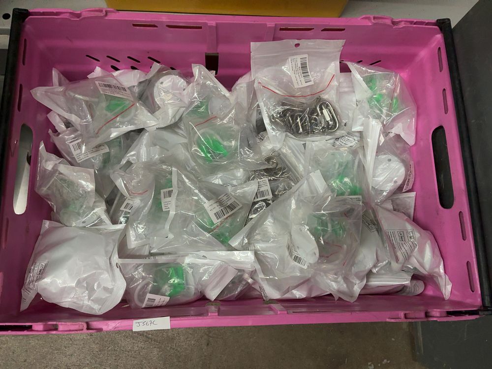 Lot 18: An Assortment of Stainless Steel and Metal Hardware Including Longinto Ceiling Hooks and Chain Connectors