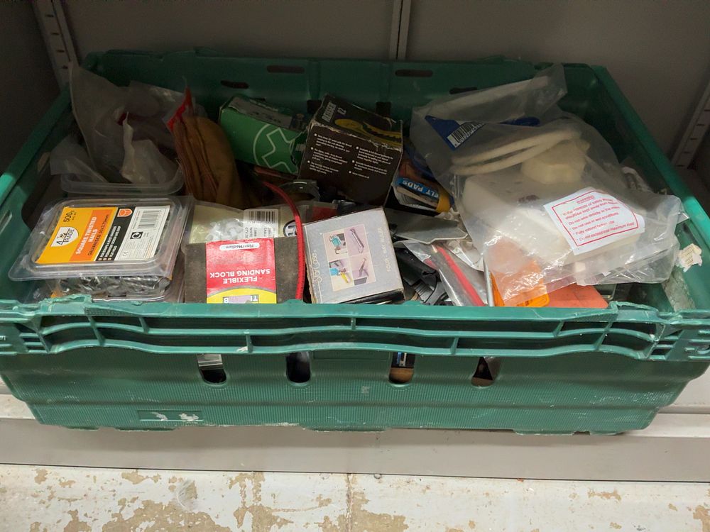 Lot 21: A Quantity of Assorted DIY and Electrical Workshop Equipment including Spax and Reisser Screws, 4Trade Nails, and a Lyvia Extension Lead