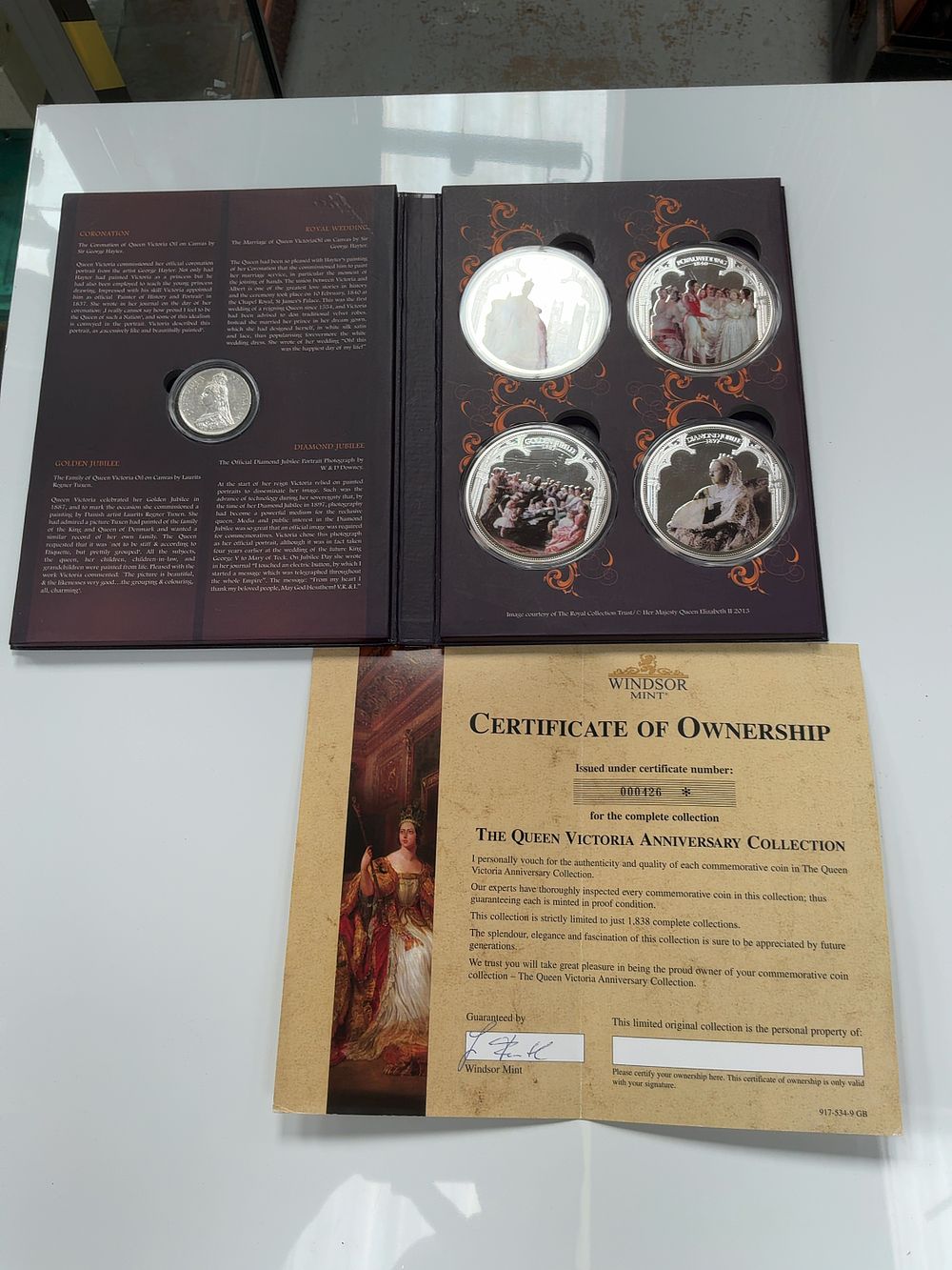 Lot 60: A Collection of Five Queen Victoria Anniversary Commemorative Medals and Coin with Presentation Case
