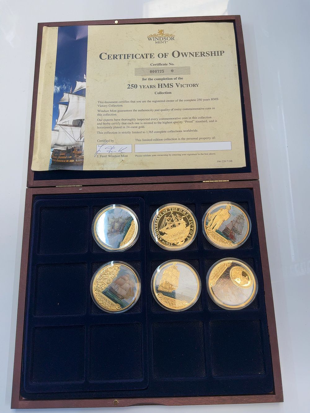 Lot 84: A Collection of Six 24 Carat Gold Plated Commemorative Medals Issued by the Windsor Mint in Presentation Case