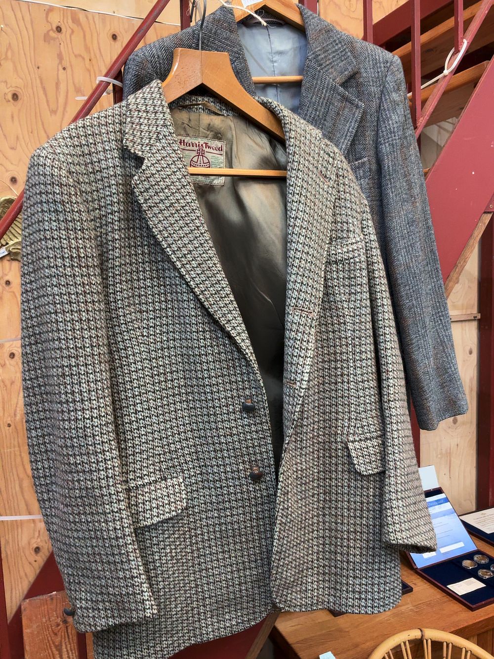 Lot 87: A Pair of Two Vintage Men's Wool Tweed Sport Coats Including Harris Tweed and Keynote Menswear Examples