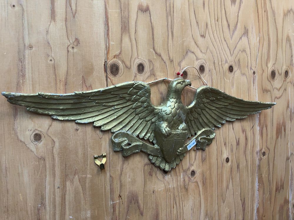 Lot 89: A Federal Style Gilt Metal Spread-Wing Eagle Wall Plaque
