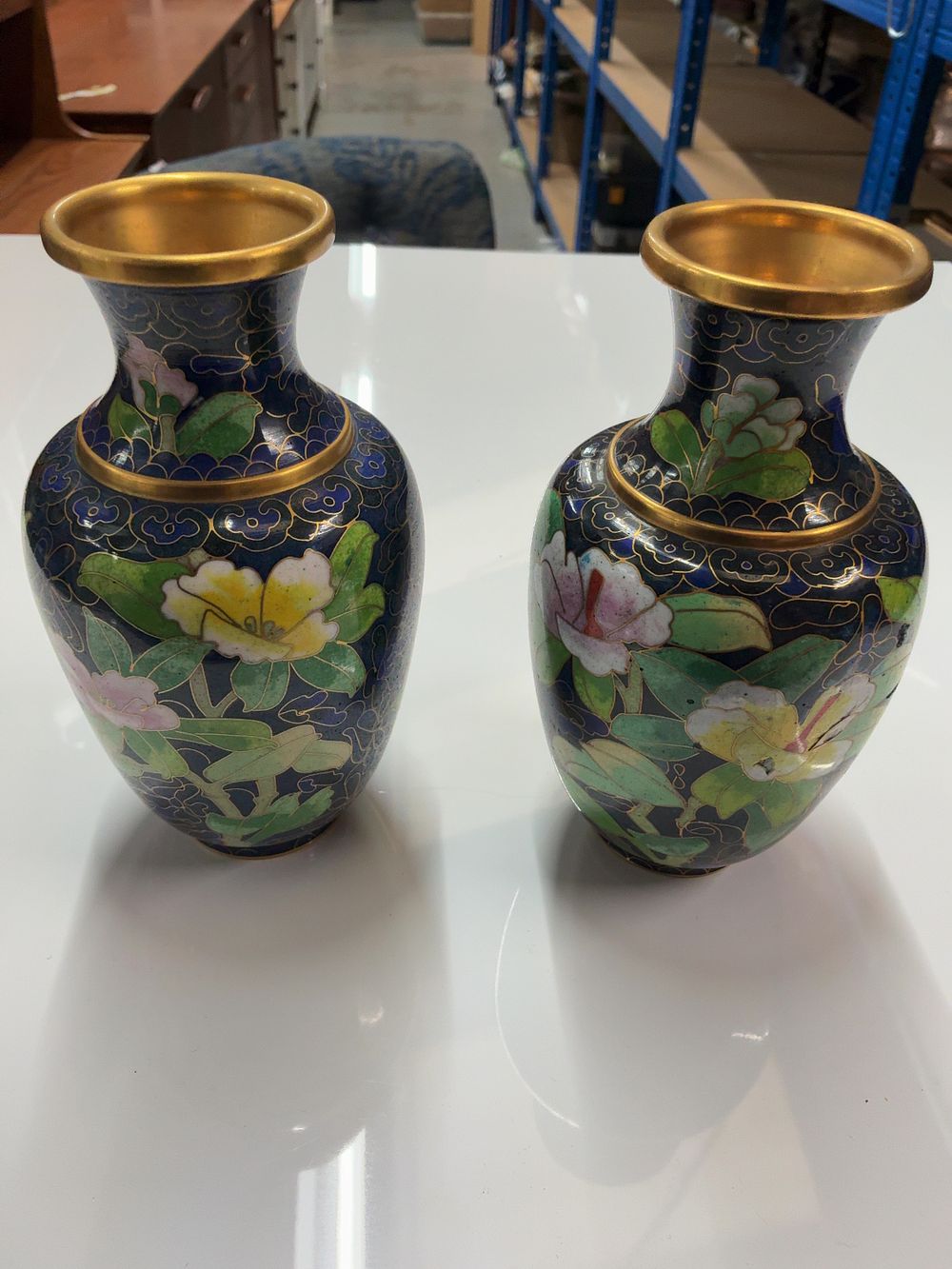 Lot 101: A Pair of Two Chinese style Cloisonné Enamel Vases
