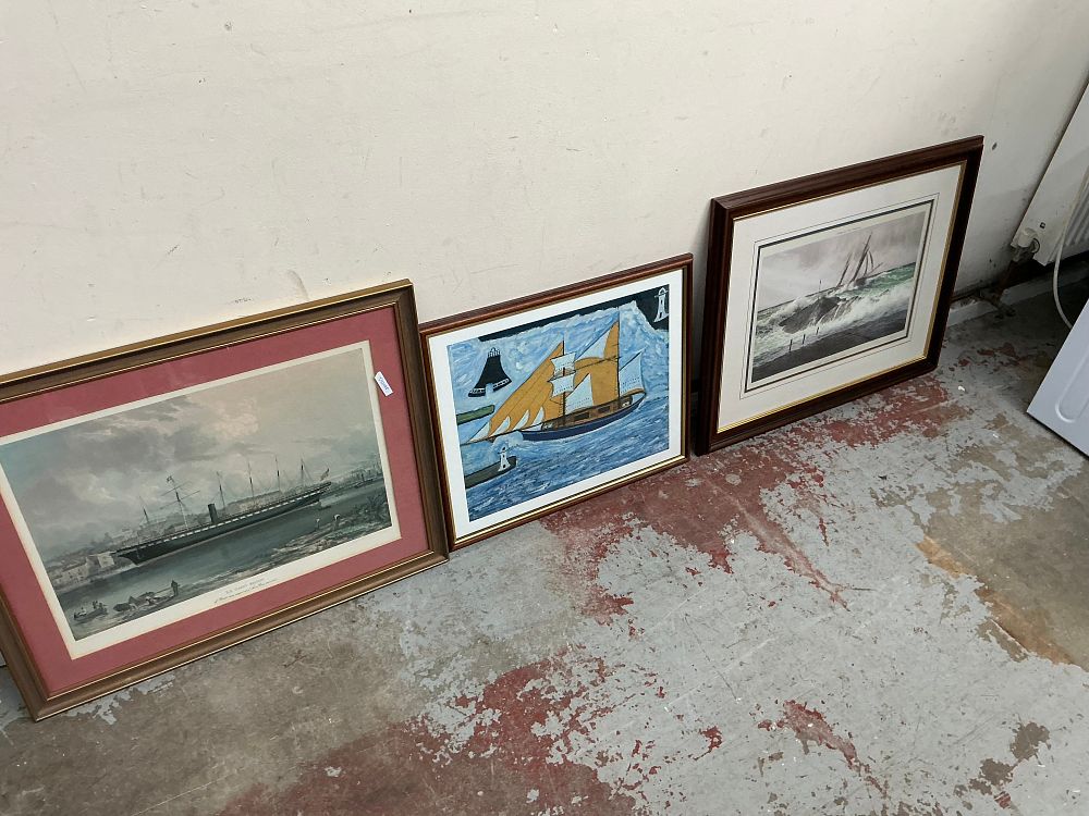 Lot 137: A Group of Three Framed Nautical Artworks including a John Chancellor Limited Edition Print