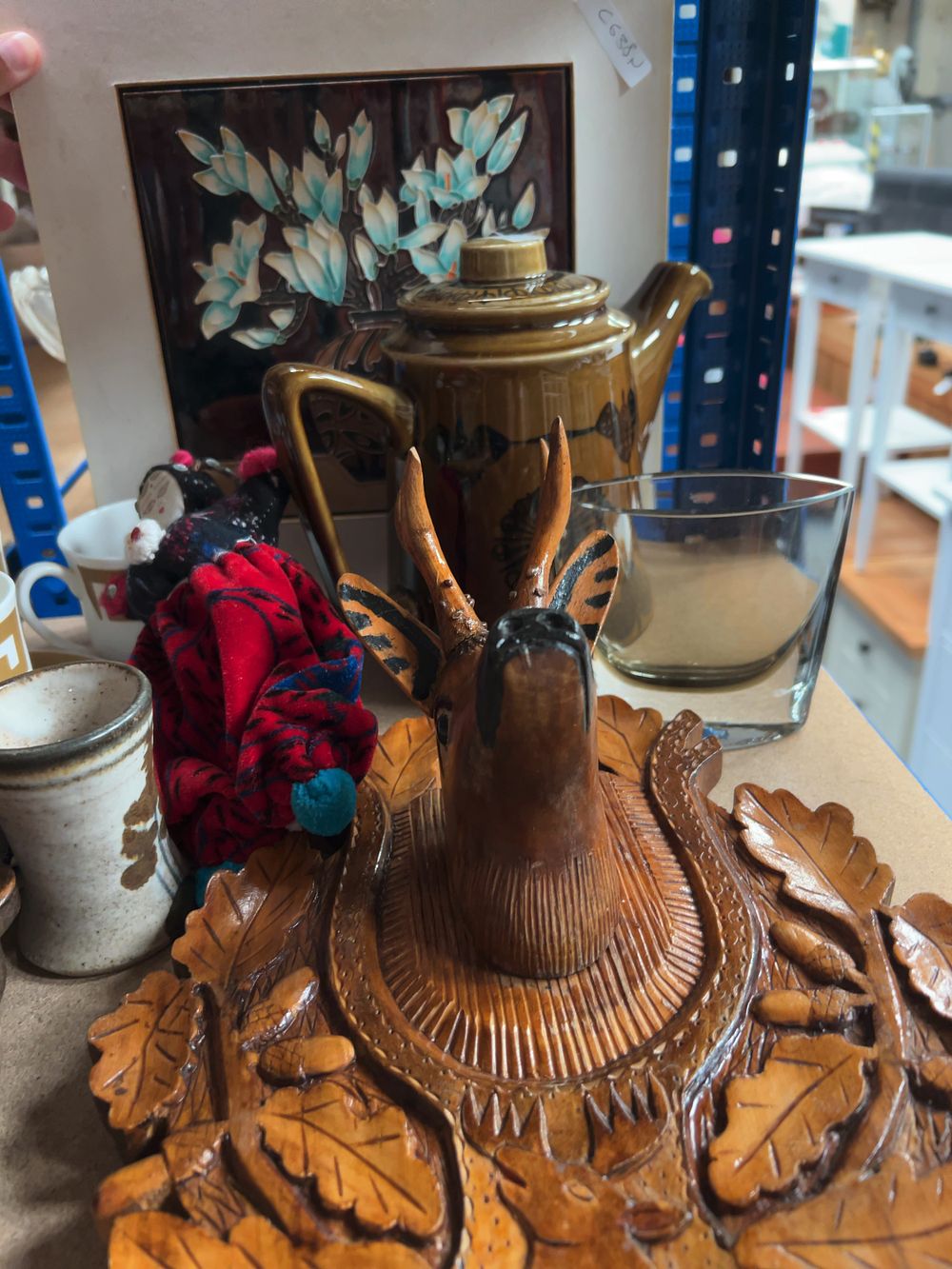 Lot 156: A Collection of Decorative Items Including Black Forest style Woodwork and Ceramic Wares
