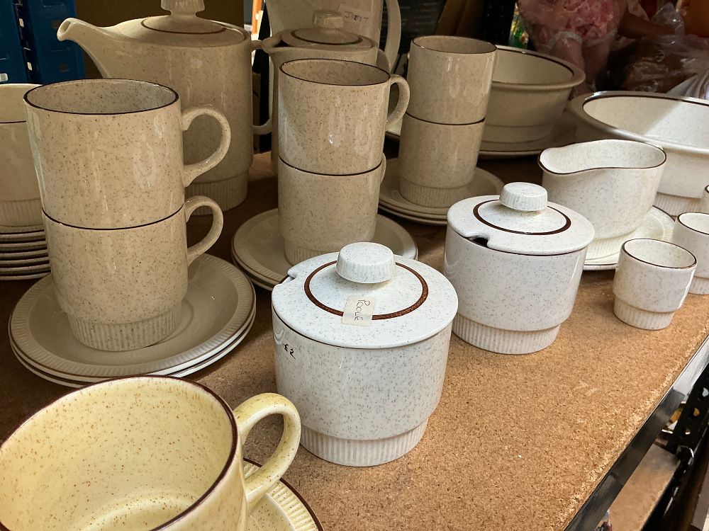 Lot 171: A Collection of Poole Pottery Stoneware Broadstone Pattern Tableware including Teaware and Dinnerware