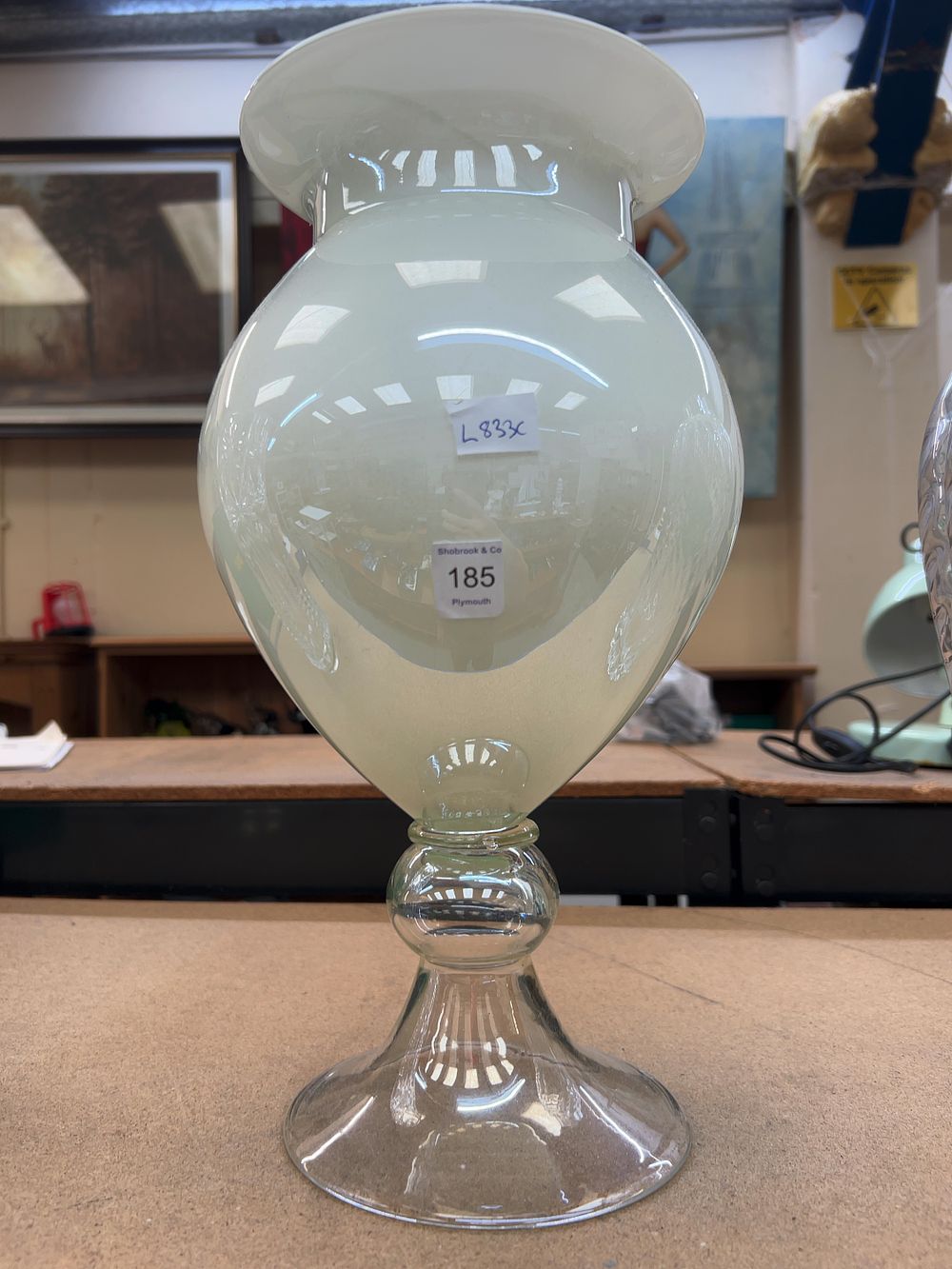 Lot 185: A Trio of Glass Vases including Opaline and Cut Crystal Examples