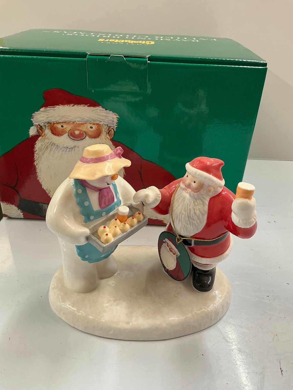 Lot 196: A Pair of Two Coalport Hand Painted Bone China Father Christmas Figurines with Presentation Cases
