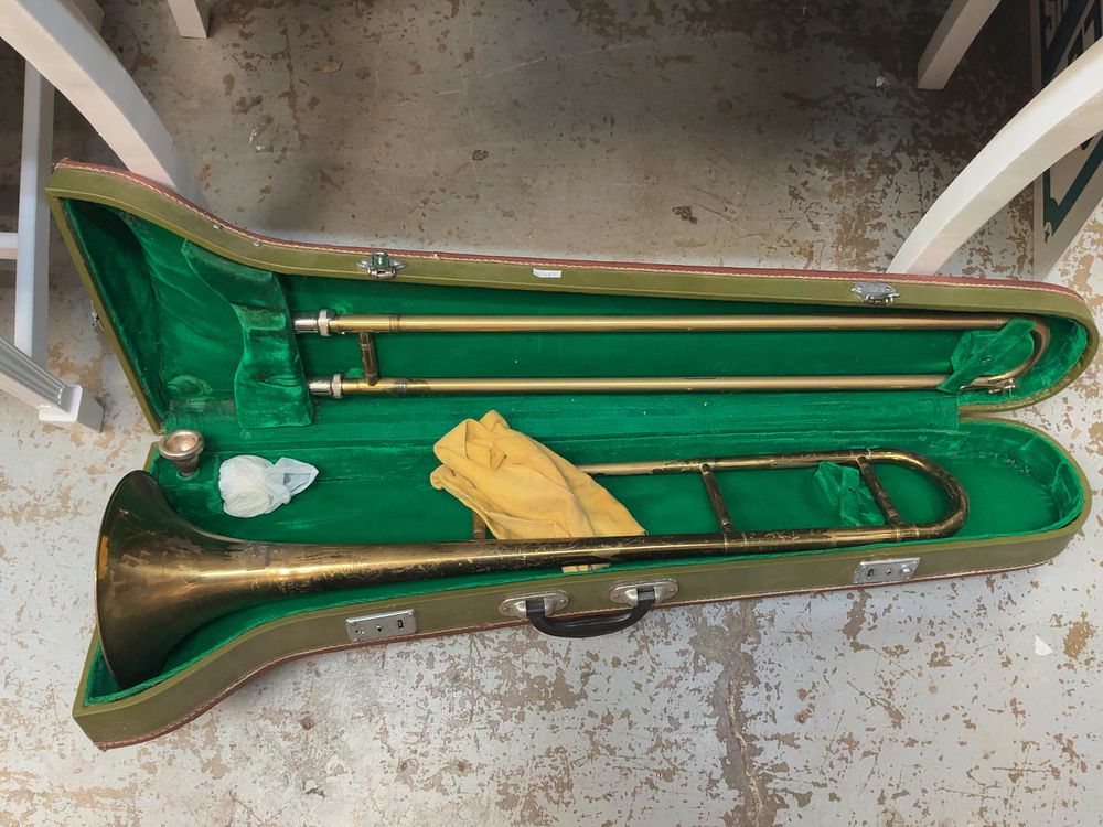 Lot 240: A Skylark Lacquered Brass Tenor Trombone with Presentation Case