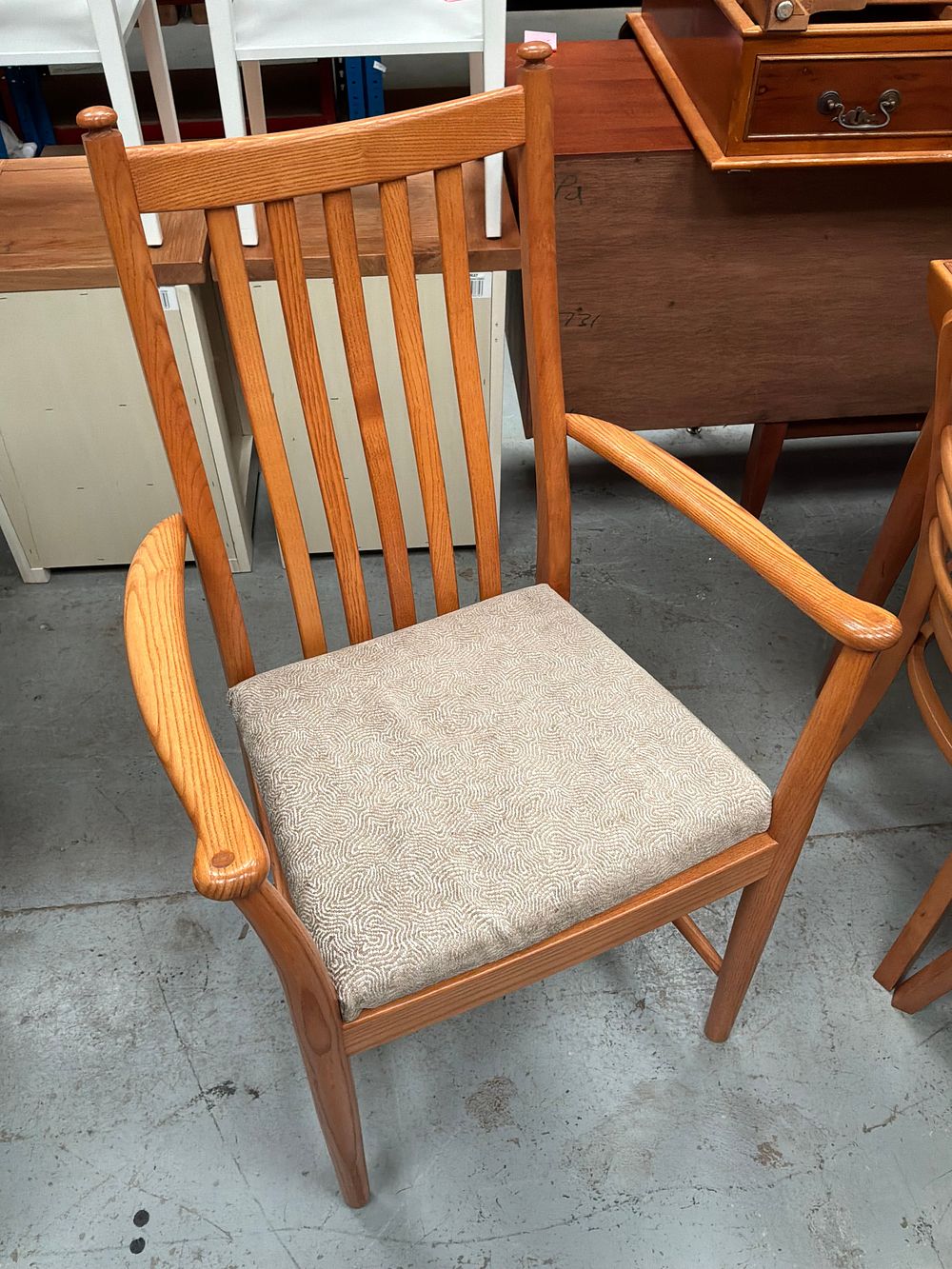 Lot 271: A Mid-Century Modern Style Ash or Elm Armchair with Loose Upholstered Cushion