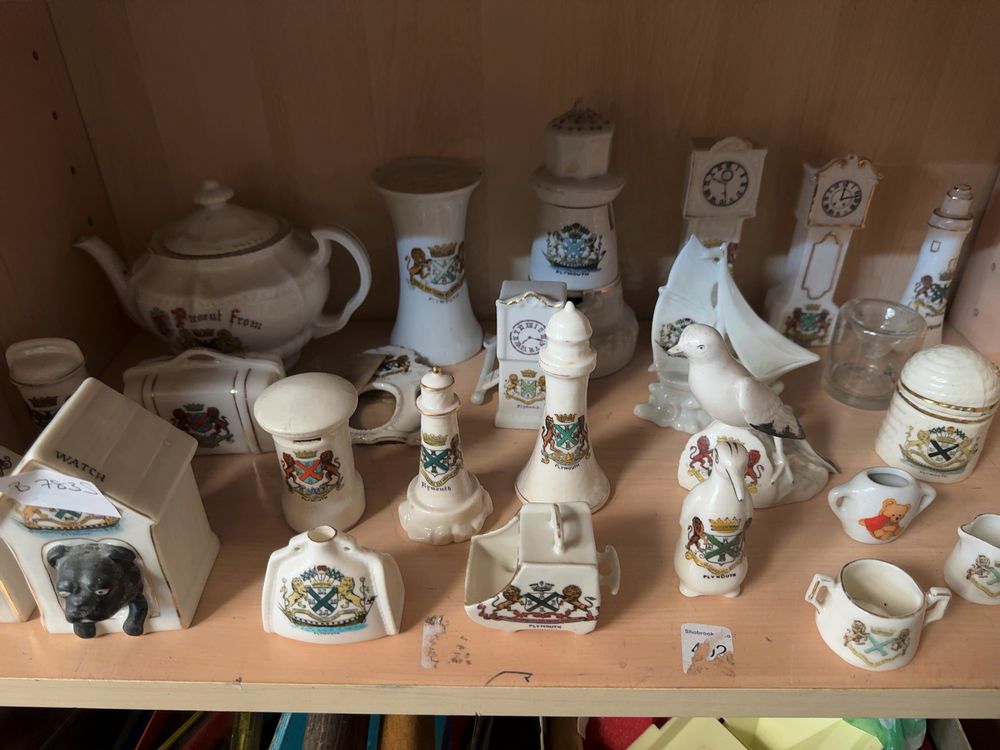 Lot 294: A Collection of Approximately Twenty Five Porcelain Miniature Crested China Souvenirs Relating to Plymouth