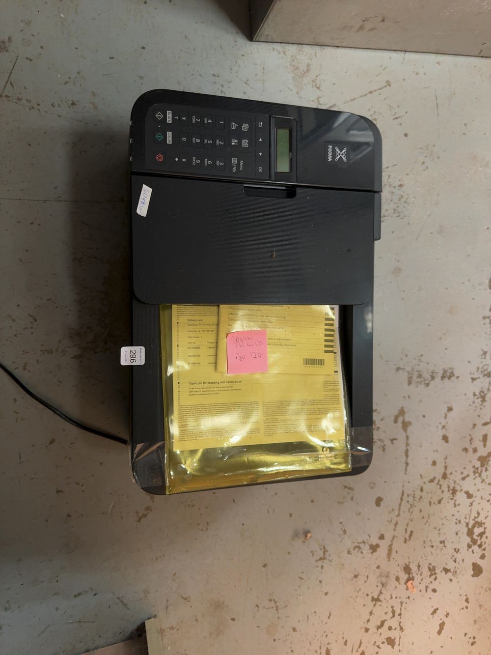 Lot 296: A Canon PIXMA TR4650 Plastic Wireless All-in-One Inkjet Printer with Accompanying Documentation