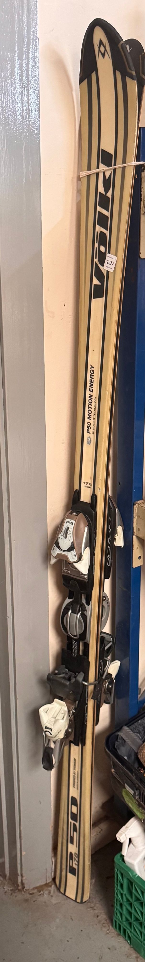 Lot 297: A Pair of Two Völkl P50 Motion Energy Downhill Skis with Marker Bindings