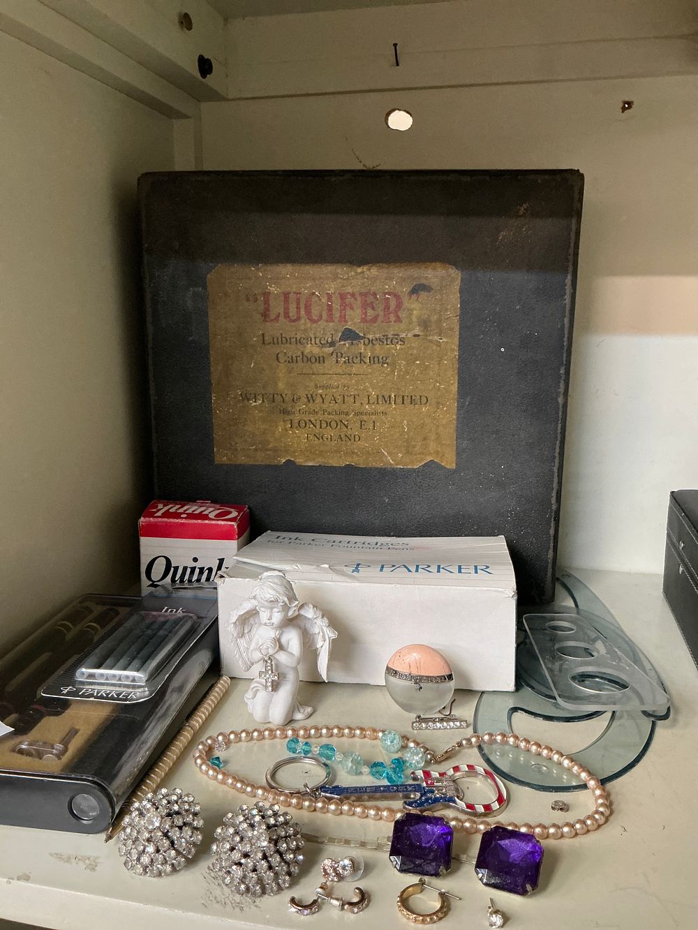 Lot 299: A Collection of Vintage Writing Equipment and Costume Jewellery including Parker and Rotring Examples
