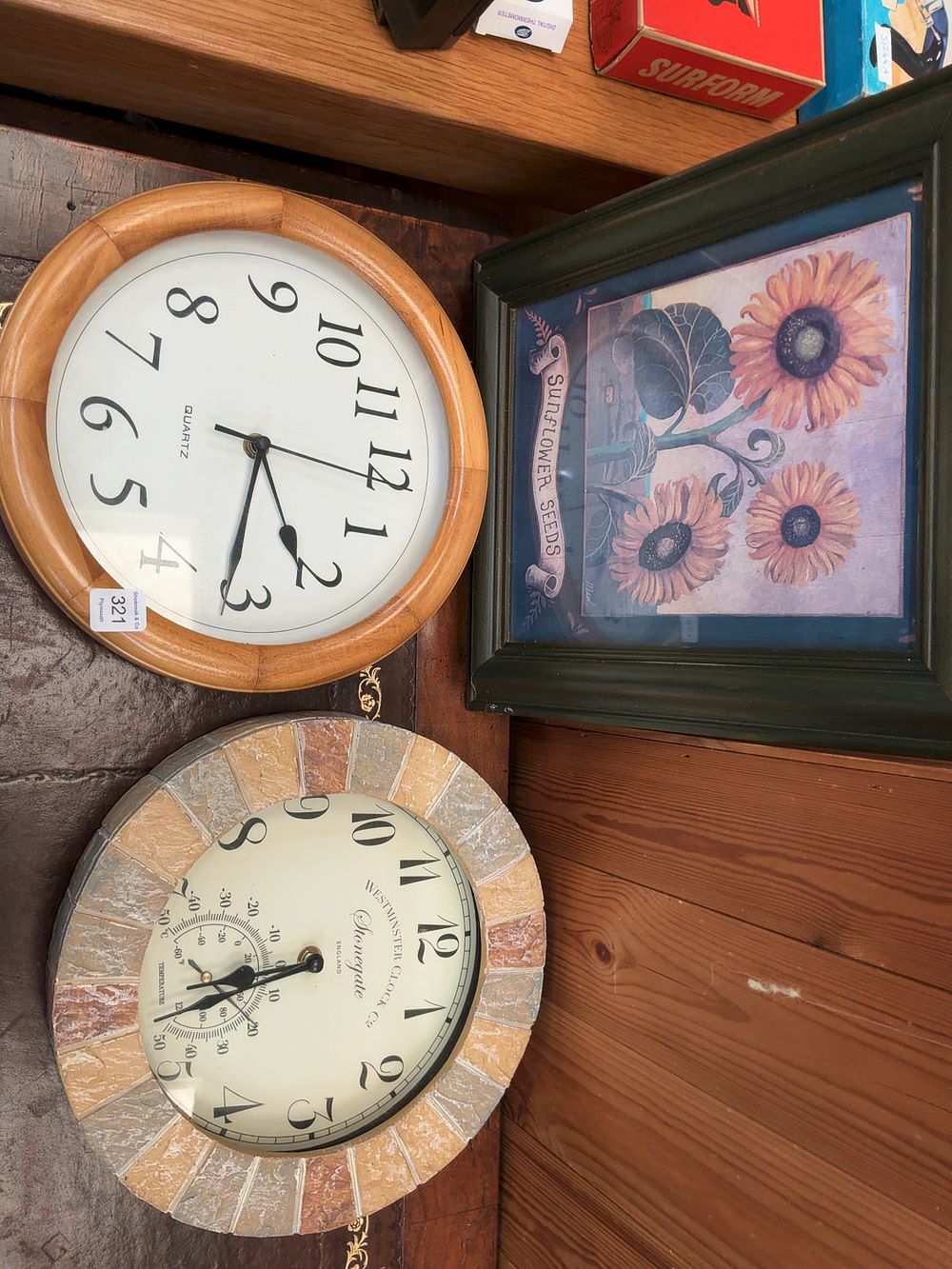 Lot 321: A Trio of Contemporary Home Decor Items Including a Westminster Clock Co Stonegate Wall Clock