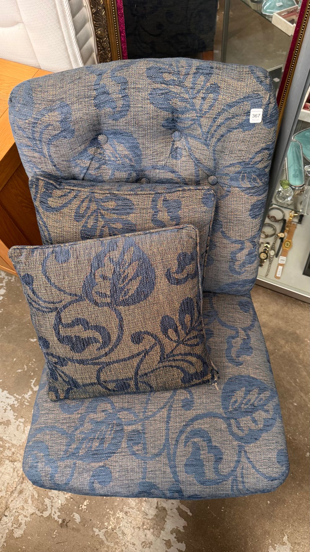 Lot 367: A Trio of Victorian Style Upholstered Items Comprising a Nursing Chair and Two Matching Cushions