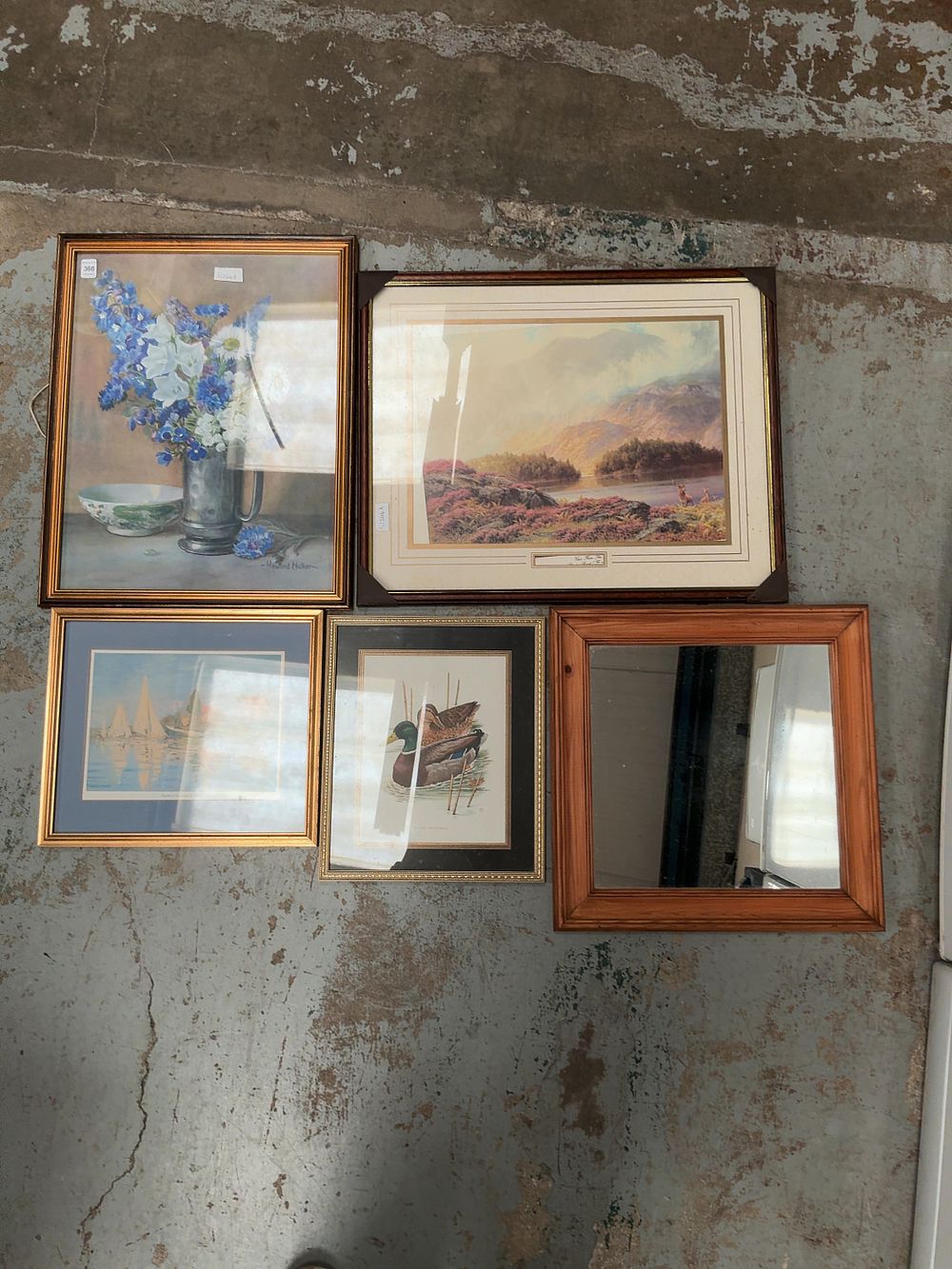 Lot 368: A Collection of Framed Prints and a Wall Mirror including Winifred Walker and Claude Monet Examples (Signed)