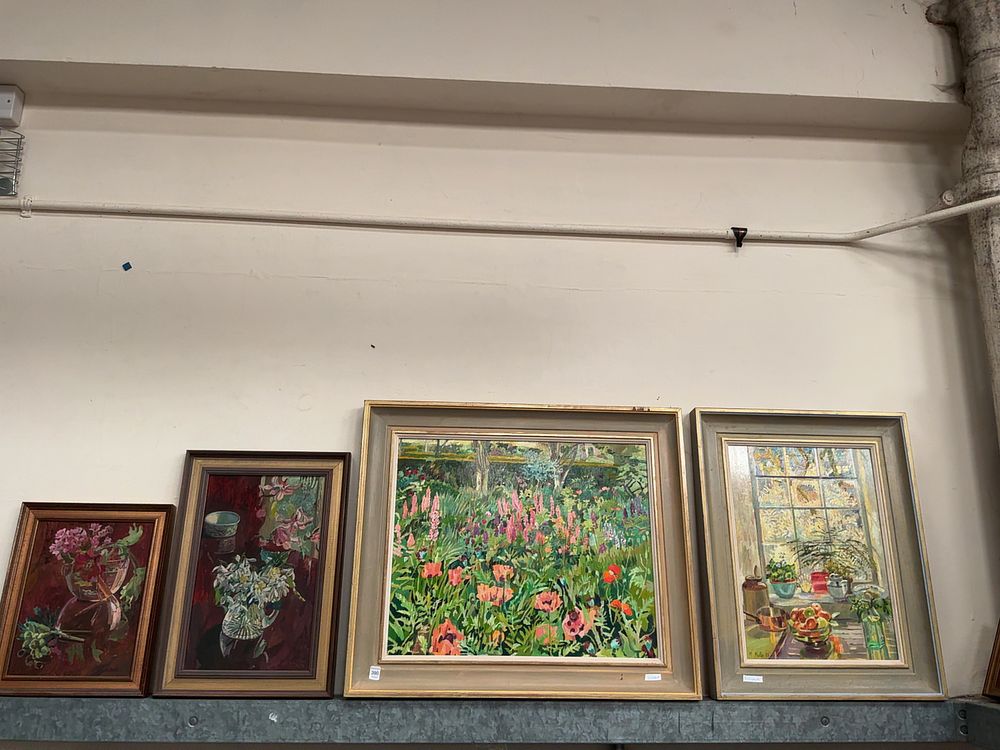 Lot 390: A Collection of Five  Impressionist Mary Martin Oil on Board Paintings