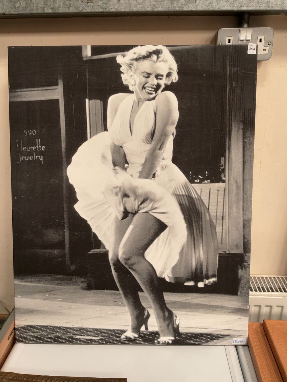 Lot 394: A Large Monochrome Marilyn Monroe Print on Canvas