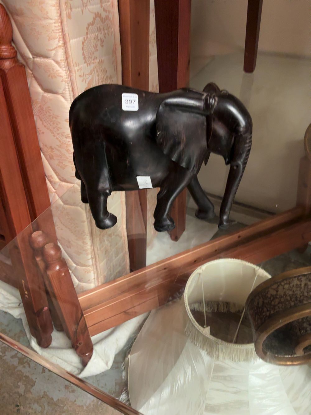 Lot 397: A Hand-Carved Hardwood possibly Ebony African Elephant Figurine