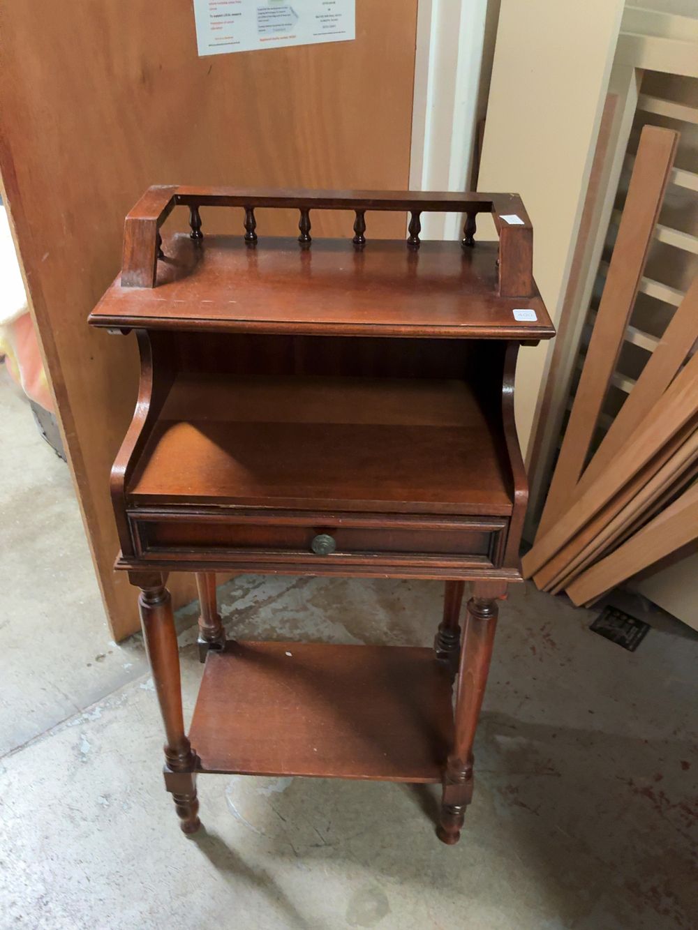 Lot 399: A Regency Style Mahogany Two-Tier Stand with Frieze Drawer