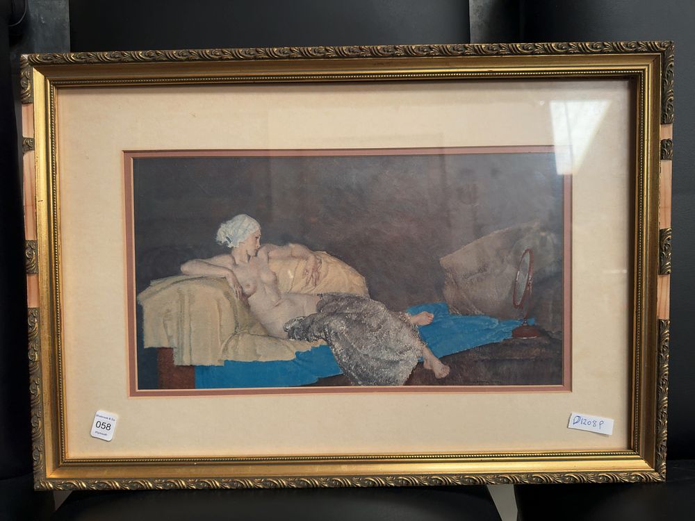 Lot 58: A Sir William Russell Flint 'Reclining Nude' Figurative Print in a Giltwood Frame