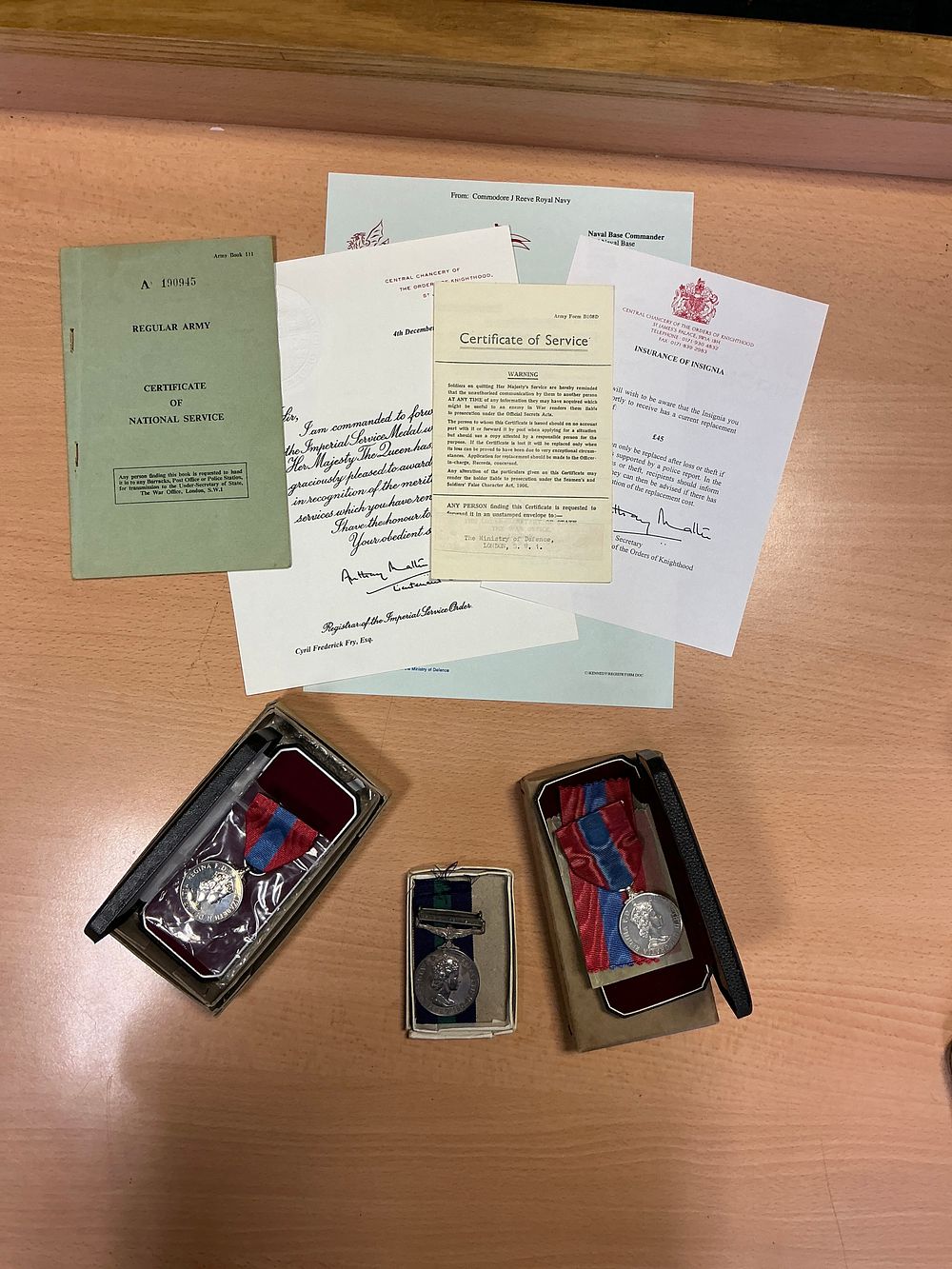 Lot 158: A Group of Three Medals and Service Documents Relating to Cyril Frederick Fry Including Royal Engineers
