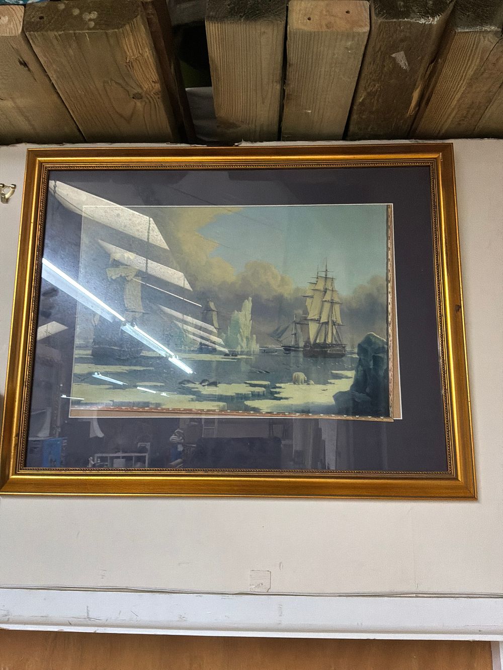 Lot 10: A Framed Maritime Print and a Wall Mirror
