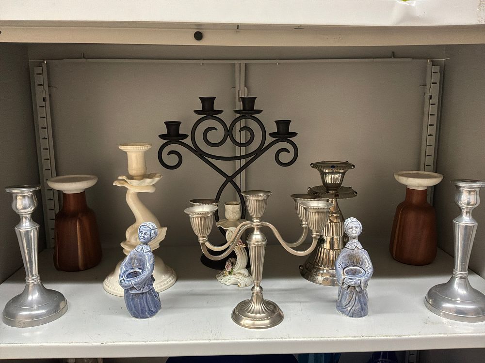Lot 33: A Collection of Metal and Ceramic Candlesticks and Candle Holders Including Figurines