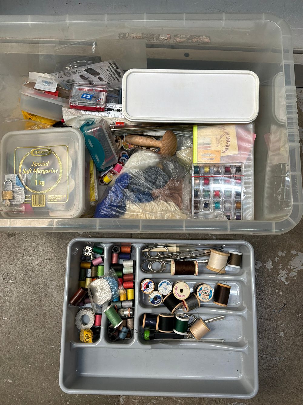 Lot 37: A Collection of Vintage and Modern Sewing and Haberdashery Supplies Including Wilkinson Sword and Sylko Examples