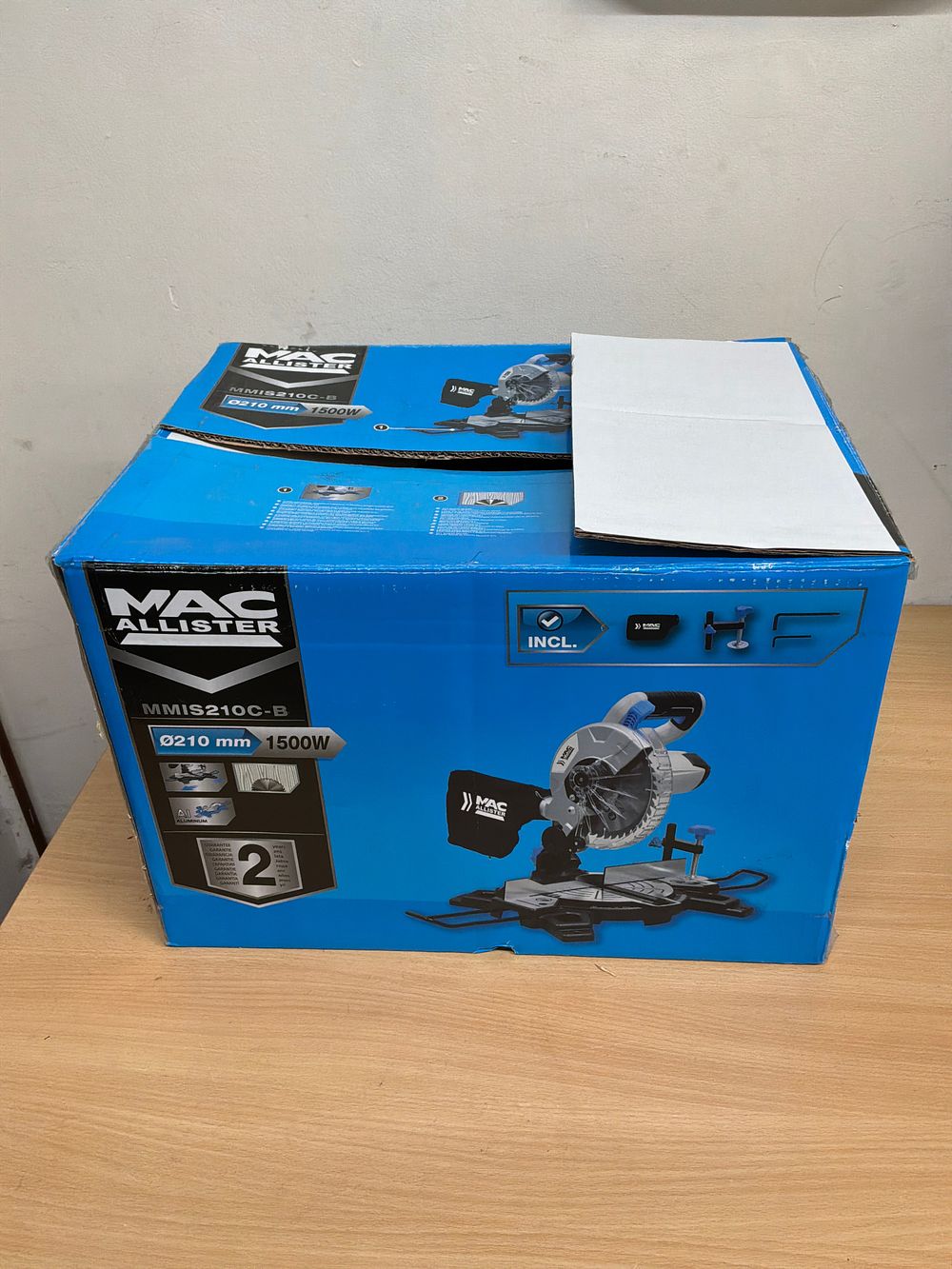 Lot 38: A Mac Allister Corded Compound Miter Saw in Case