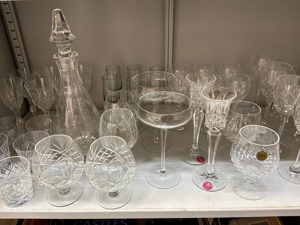 Lot 41: A Collection of Cut and Molded Glass Tableware Including Royal Albert and Cristal d Arques Examples