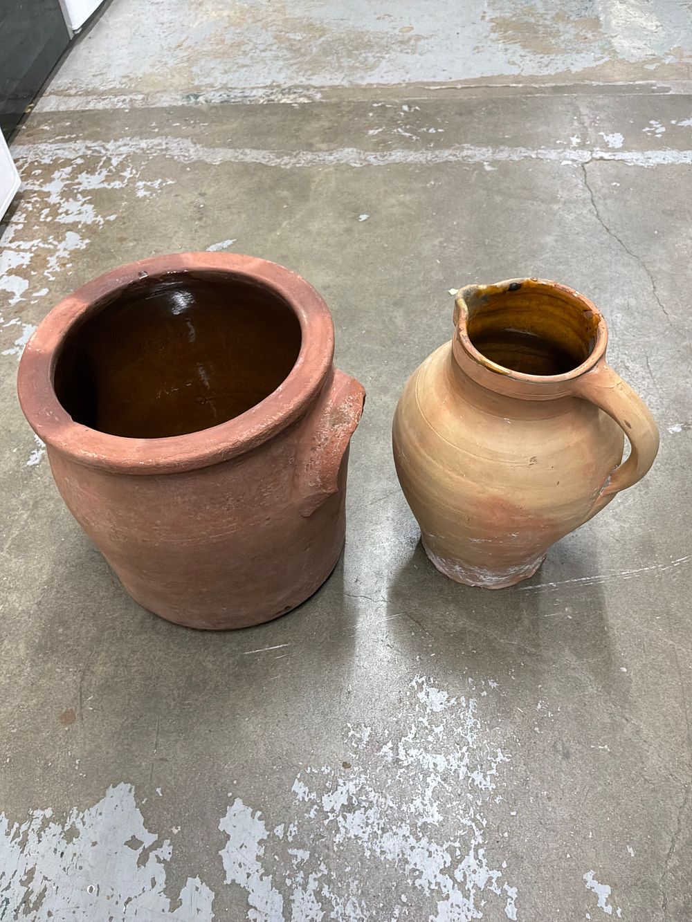 Lot 50: Two Pieces of European Style Glazed Earthenware Utilitarian Pottery