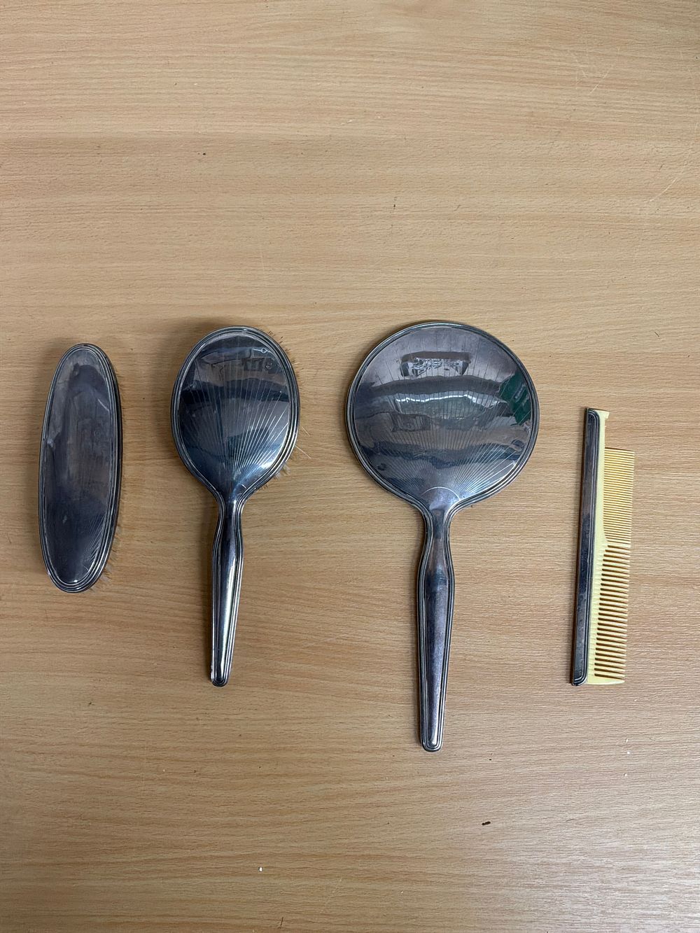 Lot 57: A Set of Four 925 Sterling Silver Mounted Vanity Accessories
