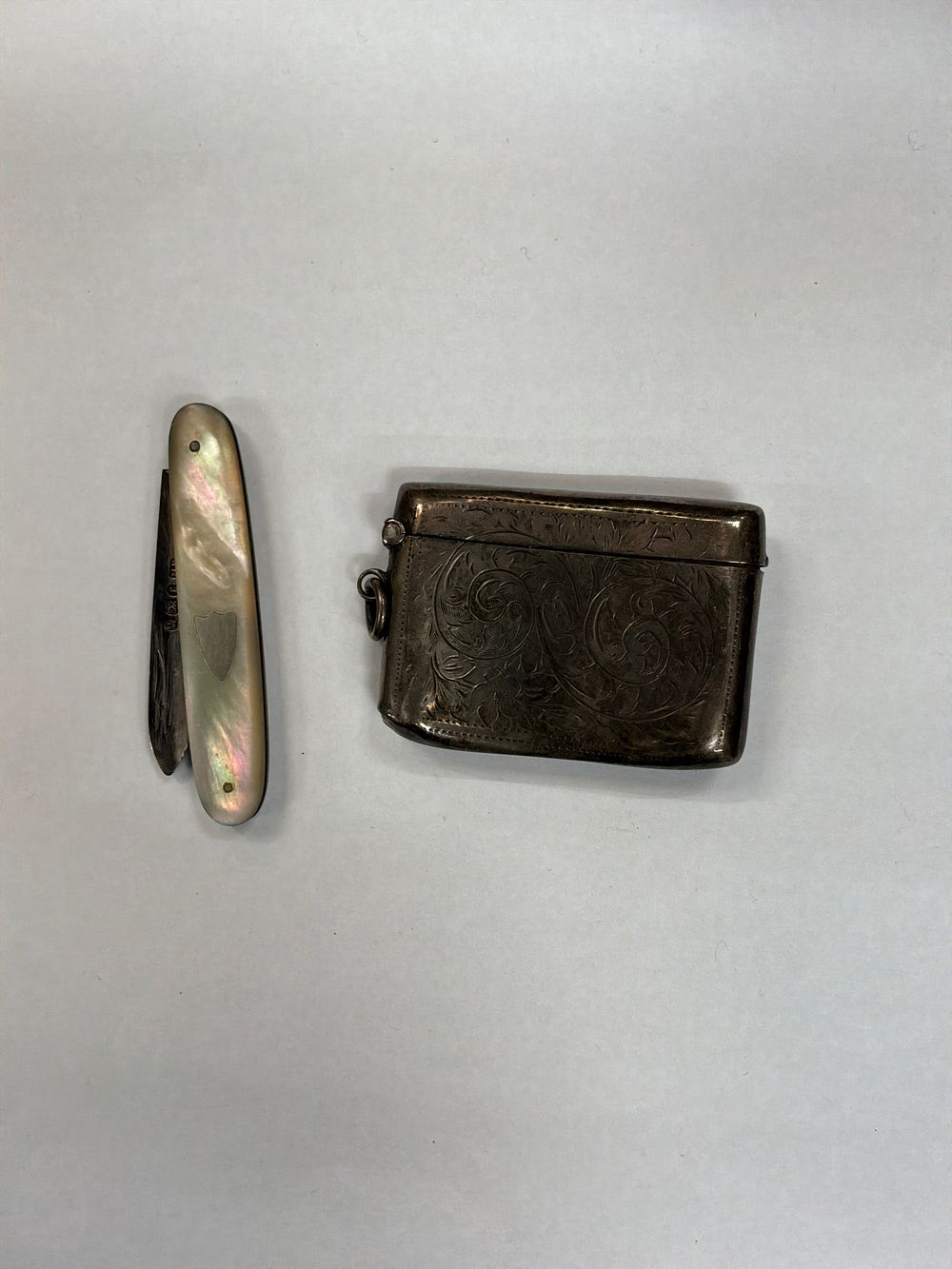 Lot 75: Two Antique Sterling Silver Personal Items Including A Fruit Knife By Mappin Brothers